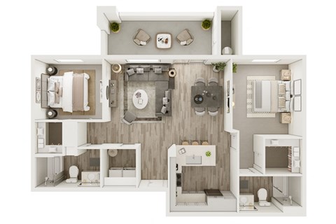 a floor plan of a bedroom with a bathroom and a living room